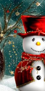 Snow,Snowman,Tree,Clothing,Holidays,Wood