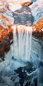 Snow,Waterfall,Break,Precipice,Flow,Nature,Ice