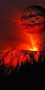 Naturaleza,Chispas,Bola,Volcán,Pelota,Grietas,Grieta,Lava