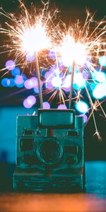 Sparks,Sparkler,Holidays,Glare,Polaroid