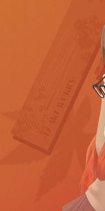 Spectacles,Interest,Book,Student,Glasses,Girl,Brunette,Science,Anime