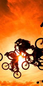 Sports,Cyclists,Sky,Sunset,Sun