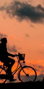 Silhouette,Aptitude,Sky,Cycliste,Sport