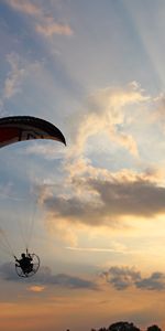 Puesta Del Sol,Cielo,Vuelo,Parapente,Deportes