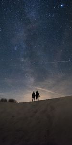 Silhouettes,Colline,Nuit,Sombre,Ciel Étoilé