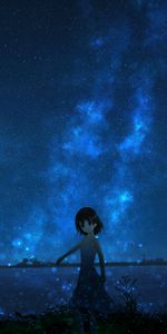 Starry Sky,Night,Girl,Anime