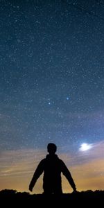 Starry Sky,Silhouette,Dark,Loneliness,Night