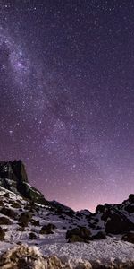 Stars,Rocks,Slope,Nature,Night,Nebula