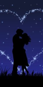 Brillar,Par,Brillo,Beso,Arte,Estrellas,Amor,Pareja,Besar