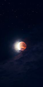 Lune Rouge,Pleine Lune,Sky,Etoiles,Nuit,Lune,Univers,Sombre