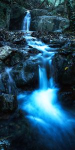 Stones,Flow,Dusk,Stream,Nature,Twilight,Waterfall