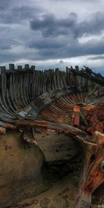 Stones,Mainly Cloudy,Overcast,Remains,Nature,Boat,Frame