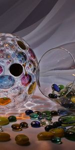 Stones,Motley,Vase,Multicolored,Glass,Balls,3D