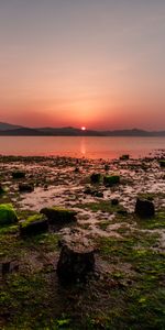 Stones,Mountains,Horizon,Nature,Sunset