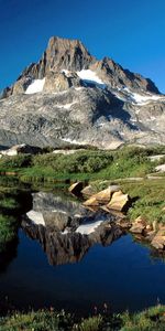 Stones,Montañas,Lago,Vegetación,California,Nevada,Naturaleza