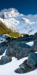 Naturaleza,Stones,Montañas,Nieve,Brillar,Luz,Primavera,Protalinas,Parches Descongelados