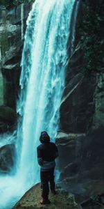 Stones,Person,Human,Nature,Waterfall