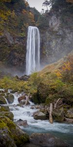 Stones,Rock,Waterfall,Flow,Moss,Stream,Nature