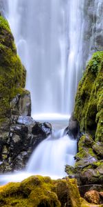 Stones,Rocks,Waterfall,Flow,Moss,Stream,Nature