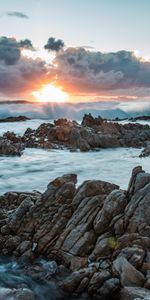 Naturaleza,Puesta Del Sol,Stones,Mar,Nubes,Las Rocas,Rocas