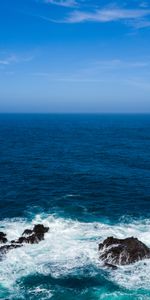 Stones,Sea,Horizon,Surf,Nature