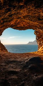 Stones,Sea,Rocks,Horizon,Nature,Cave