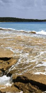 Stones,Sea,Waves,Palms,Landscape,Beach