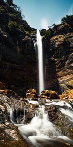 Stones,Sky,Rock,Waterfall,Nature