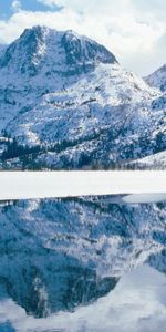 Noyaux,Lac,Banque,Nevada,Nature,Montagnes,Glace,Neige,Rive,Californie