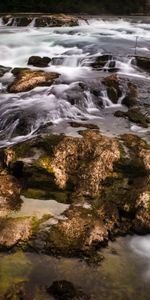 Stones,Waterfall,Flow,Moss,Stream,Nature,Water