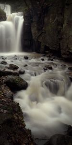 Stones,Waterfall,Stream,Lumps,Blocks,Nature,Flow