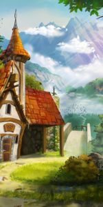 Story,Landscape,Lodge,Fairy Tale,Small House,Art