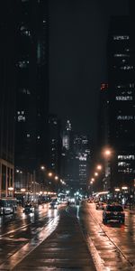 Street,Cities,Movement,Night City,United States,Usa,Traffic,City Lights,Chicago