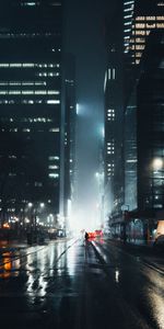 Street,Shine,Light,Silhouette,Night,City,Fog,Dark