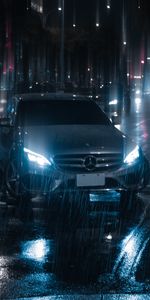 Rue,Voitures,Une Voiture,Machine,Pluie,Lumière,Nuit,Briller