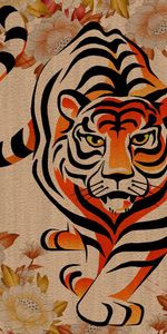 Striped,Tiger,Big Cat,Chinese,Vector