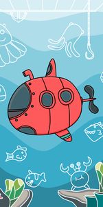 Submarine,Depth,Art,Fishes,Vector