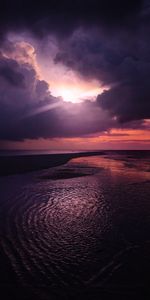 Sun,Twilight,Clouds,Coast,Rays,Beams,Dusk,Nature