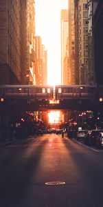 Sunset,Building,Road,Cities,City,Street,Train