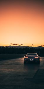 Sunset,Cars,Lights,Road,Lanterns,Grey,Car,Mercedes