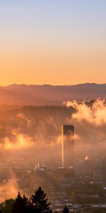 Ciudades,Puesta Del Sol,Niebla,Ciudad