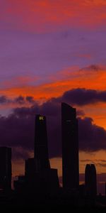 Sunset,City,Building,Silhouette,Skyscrapers,Cities