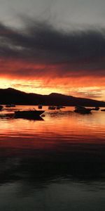 Naturaleza,Nubes,Bote,Cortador,Pesado,Puesta Del Sol