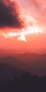 Sunset,Clouds,Fog,Dusk,Nature,Mountains,Twilight