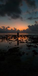 Nuages,Horizon,Silhouette,Océan,Coucher De Soleil,Sombre