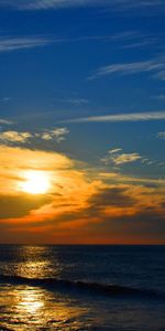 Sunset,Clouds,Horizon,Evening,Trait,Sea,Line,Nature,Waves,Romance