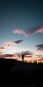 Naturaleza,Puesta Del Sol,Nubes,Silueta,Elevación,Healy,Ee Uu,Estados Unidos,Soledad