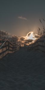 Sunset,Fence,Nature,Sand,Beach