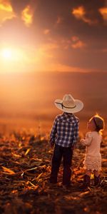 Herbe,Sky,Divers,Coucher De Soleil,Enfants