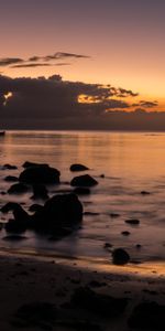 Sunset,Horizon,Lumps,Blocks,Stones,Nature